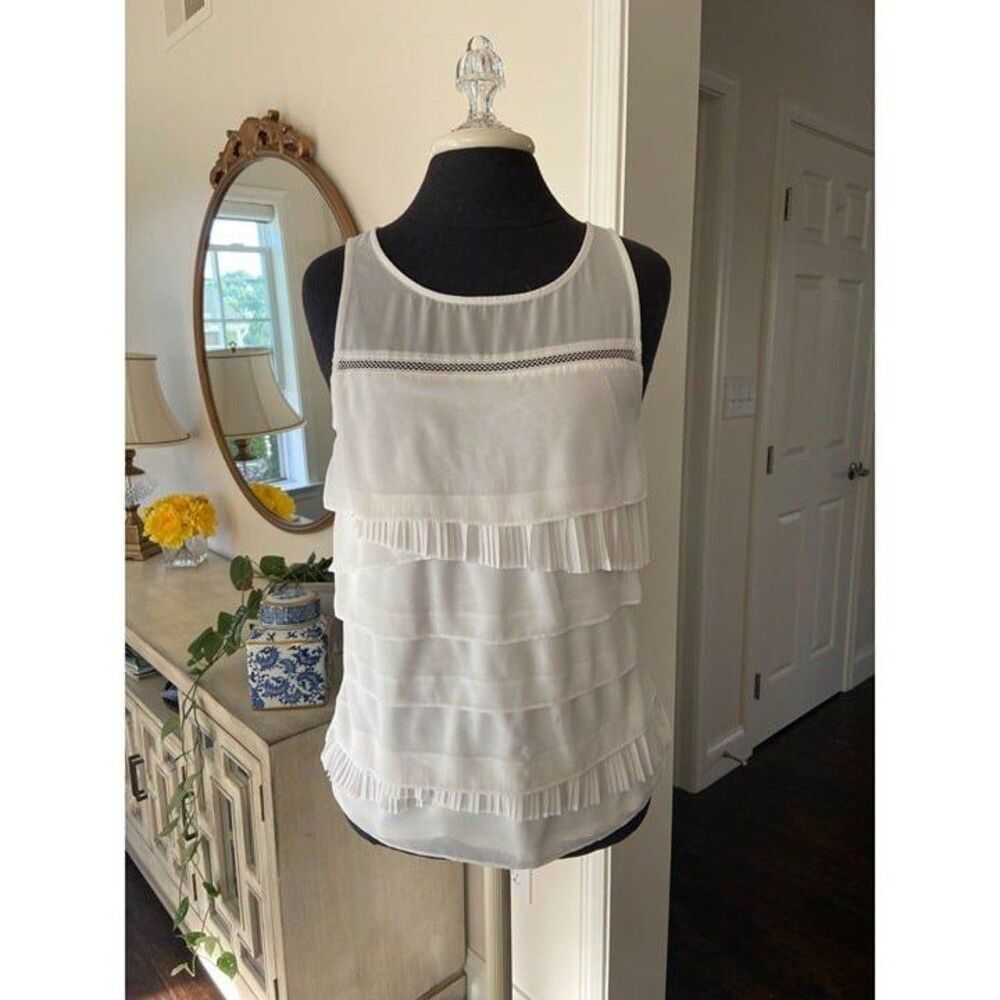 Express white ruffled tank (size small)